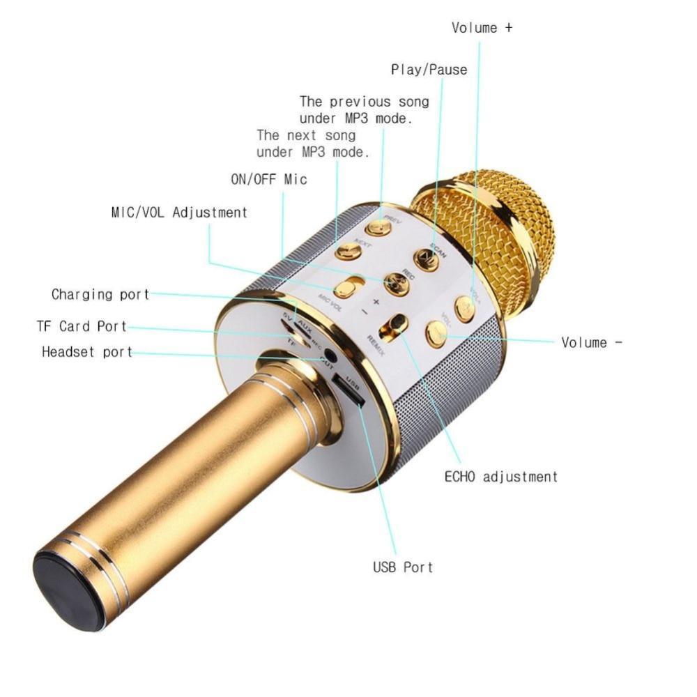 Microphone De Karaoké Bluetooth Portable Avec Haut-Parleur Bluetooth