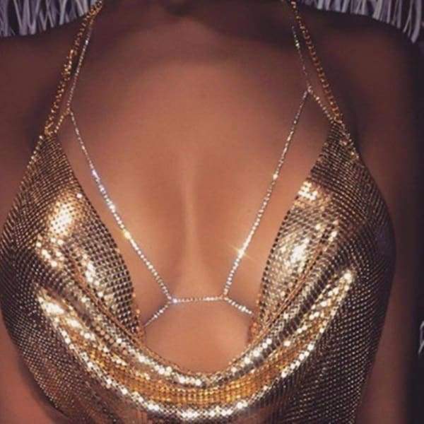 Collier Chaîne De Soutien-Gorge En Cristal